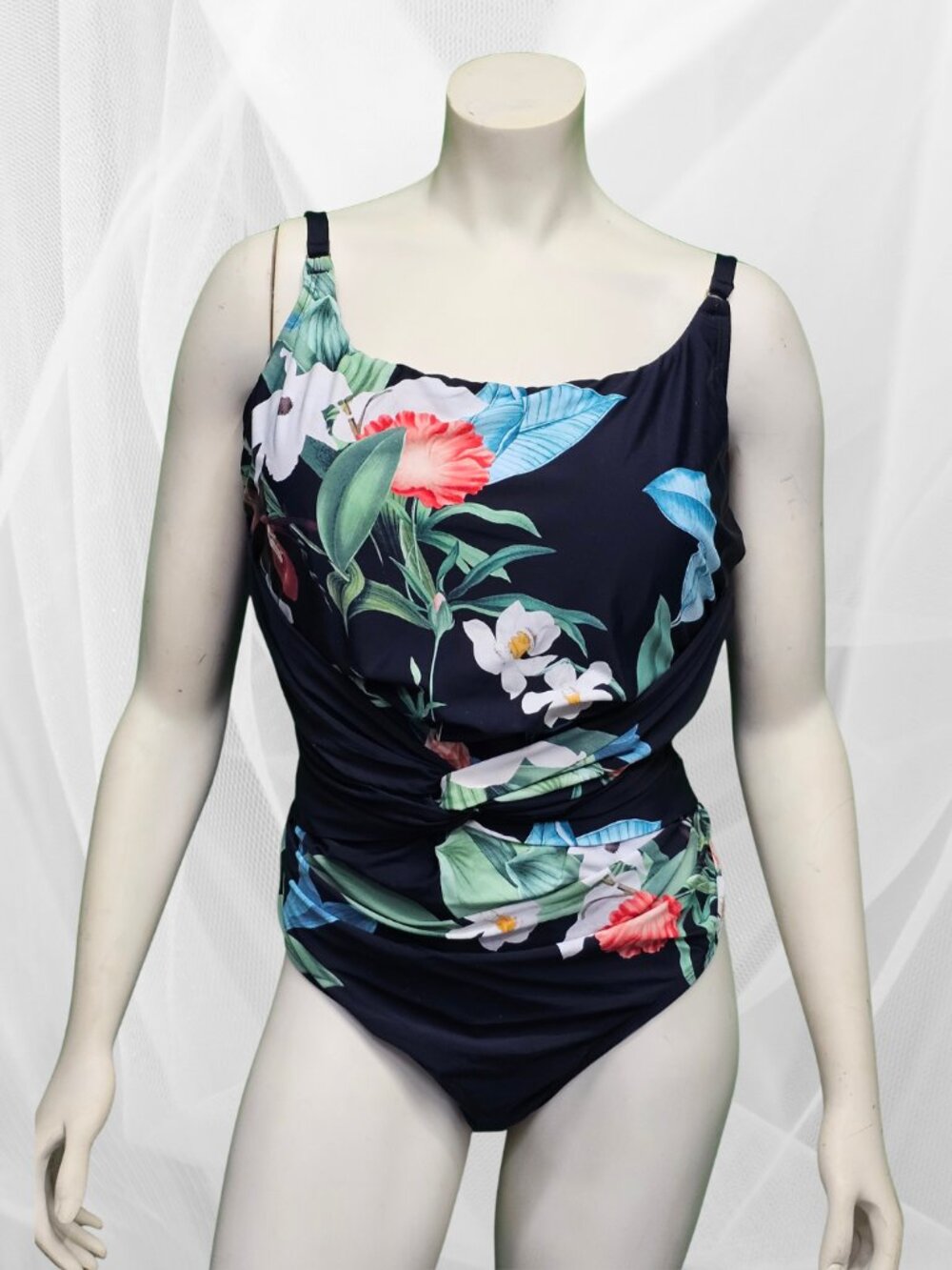 NWT Jantzen Tropical Floral Tummy Control One-Piece Swimsuit